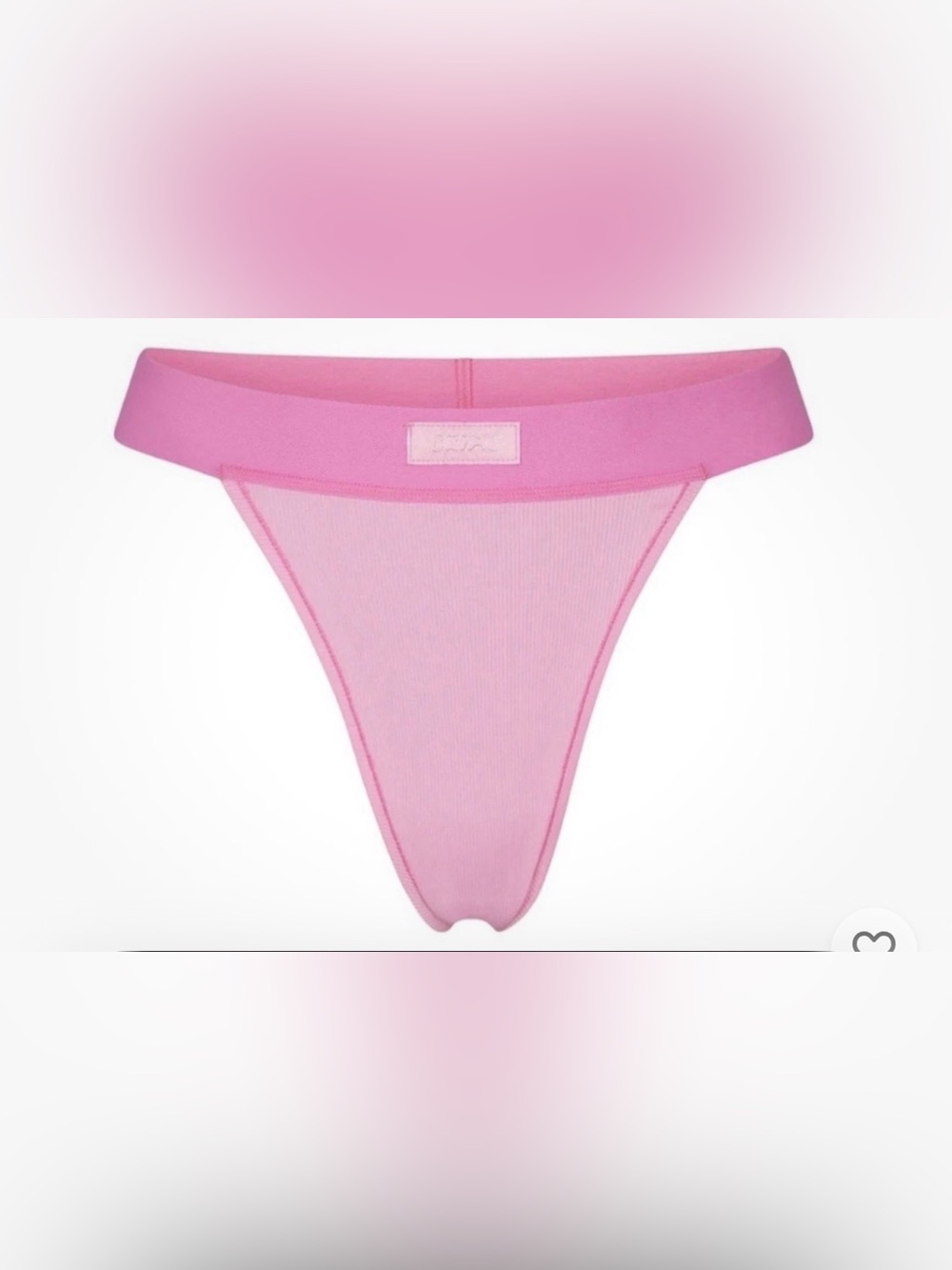 SKIMS Cotton Ribbed PINK Logo Bubblegum Collectible Panty Thong NWT Size Medium